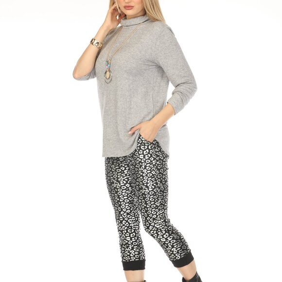 Black Silver Leopard Pant with Pockets - Picture 5 of 9